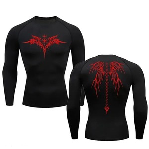 Camiseta de entrenamiento deportivo para hombre, camiseta de compresión estampada, camiseta transpirable de secado rápido, ropa deportiva de manga corta para ciclismo Jiu-jitsu - Product Image 1