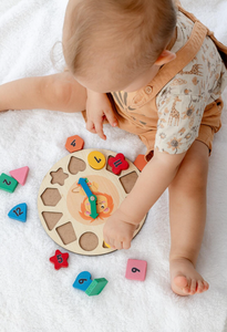 Premium Quality Colorful Wooden Clock <b>Educational</b> & Time-Teaching <b>Toy</b> 12+ Months - Product Image 4