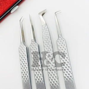 Pince à épiler méga-volume en acier inoxydable vente en gros de logo gratuit pince à épiler extension de cils en éventail avec étui d'emballage durable vison - Product Image 1