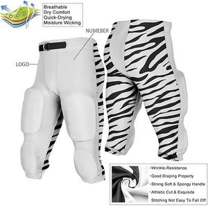 Pantalons de football américain élégants avec imprimé zèbre et rembourrage de protection pour hommes, nouveaux équipements de sport durables et confortables pour le football - Product Image 2