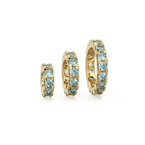 จี้รูปวงกลมทอง 14k ประดับบลูโทแพซ พร้อมตัวเชื่อมสายแบบ Eternity Blue Topaz Band เหมาะสำหรับโอกาสเดือนมีนาคม เป็นของขวัญที่สมบูรณ์แบบ - Product Image 6