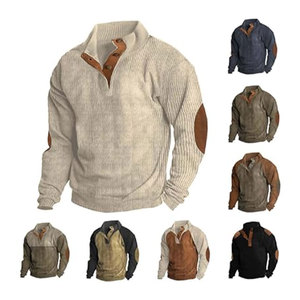 Sudaderas con cremallera de 1/4 personalizadas con logo bordado, estilo urbano, de otoño, lisas, de algodón polar grueso, con botones, oversize - Product Image 2