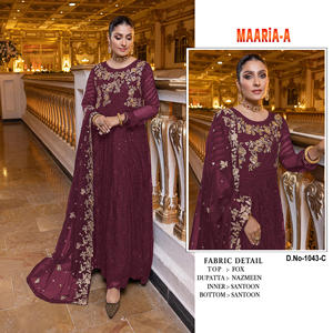 Conjunto de Traje Pakistaní de la Mejor Calidad, Listo para Coser, en Tela de Georgette Sintética y Dupatta, Diseño Elegante para Ocasiones Festivas - Product Image 4