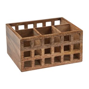 Vente en gros de caddie en bois avec séparateurs robustes pour table cuisine fête couverts organisateur de table à bas prix - Product Image 5