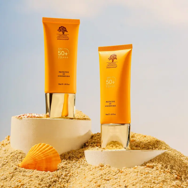 Arganmidas Meilleur label privé crème de protection solaire minérale pour soins de la peau crème solaire blanchissante étanche SPF 50 avec protecteur UV