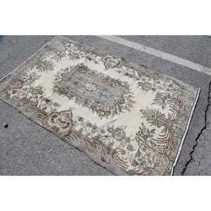 พรมวินเทจขนาด 4.1x6.6 ฟุต, พรม, พรมลายสัตว์สีเบจทำจากขนสัตว์ - Product Image 2