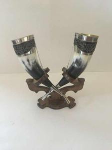 Cuerno Vikingo Auténtico para Beber con Diseño Animal Pulido, Soporte Metálico, Tallado Artesanal, Estilo Náutico, para Mead y Cerveza - Product Image 4