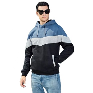 Sudadera con capucha de manga larga para hombre, jersey con letras estampadas de bloque de Color, costura personalizada - Product Image 1