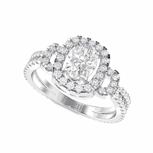 แหวนหมั้นเพชรรูปวงรีทรง2.00CT สำหรับผู้หญิงแหวนหมั้นไม่ซ้ำใคร - Product Image 4