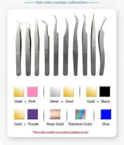 Kit de Pinzas para Extensión de Pestañas de Volumen Recto con Punta de Fibra y Agarre de Diamante, Marca Privada Personalizada, Herramientas Profesionales para Damas - Product Image 6