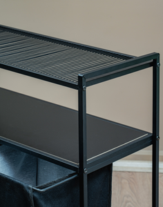 Panier à linge avec trieur de vêtements, panier à linge double, étagère à linge en métal, étagère de rangement pour le linge, panier à linge à 2 compartiments, panier à linge pour salle de bain - Product Image 3
