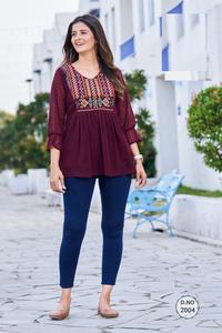 Traditional Rayon Georgette Embroidered <b>Kurta</b>/Kurti for <b>Women</b>-Party Wear - Product Image 6