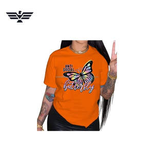 Camiseta de tela ancha para mujer |   Camiseta informal de color personalizado Anti Social |   Ropa Urbana Personalizada, Transpirable, 100% Algodón, Digital - Product Image 4