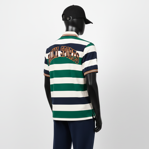 Polo para Hombre Premium 220 GSM Algodón Piqué Transpirable con Paneles Laterales a Rayas Teñidas con Hilo y Logotipo Bordado - Product Image 5