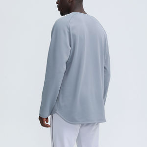 Tops de entrenamiento de gimnasio informales para hombre, diseño OEM personalizado, Camiseta deportiva de invierno, tela de punto de algodón 100% - Product Image 2