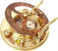 Boussole armillaire solaire en bois, boîte décorative Art Déco, instrument nautique géométrique vintage pour la navigation, décoration, cadeau H.M.A.