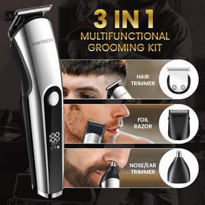 Tondeuse à barbe sans fil rechargeable pour hommes avec tondeuse à poils de nez et micro-rasoirs pour kit de toilettage - Product Image 1