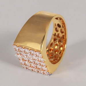 Best Selling Mens Vintage Lab Grown Diamond Rings 14kt Yellow Gold with Popular VVS Clarity Trending Design for Any Occasion - Product Image 5