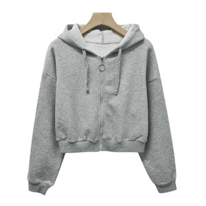 Sudadera con capucha recortada de algodón para mujer Top Diseño de logotipo personalizado OEM Precio al por mayor Tallas grandes Temporada de invierno Sudadera con capucha Crop Top Selling - Product Image 5