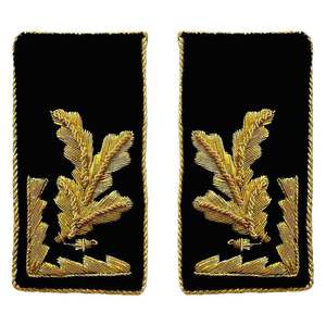 Oem Custom Fabric With <b>Gold</b> Bullion Embroidery With Snap Brass Button and Brass Clip Uniform Gorget Collar Tabs Collar Patches - Product Image 2