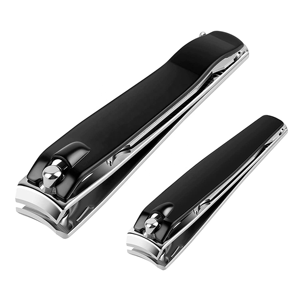 Ensemble de coupe-ongles professionnels en acier inoxydable noir, kit de manucure de luxe en 2 pièces pour hommes et femmes, OEM - Product Image 1