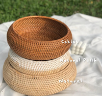 Panier de rangement alimentaire en rotin naturel Sisu Handicraft, écologique, avec poignée, forme circulaire, multi-usages pour la maison