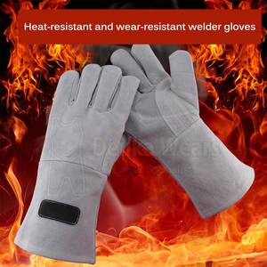 Guantes de Trabajo de Alta Calidad con Logotipo Personalizado al por Mayor, Guantes de Soldadura de Cuero Resistentes al Fuego con Forro Interior de Felpa - Product Image 6