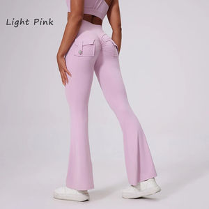 กางเกงฮิปฮอปเอวสูงของผู้หญิงกางเกงออกกำลังกายยิมแห้งเร็วมีกระเป๋าสำหรับวิ่งและออกกำลังกายกางเกงทรงกระดิ่งสไตล์โยคะ - Product Image 2