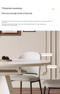 Ensemble de <span class=keywords><strong>table</strong></span> à manger en pierre frittée de style crème pour 6 personnes, design extensible flexible, mobilier de salle à manger moderne pour appartement et hôtel - Product Image 6