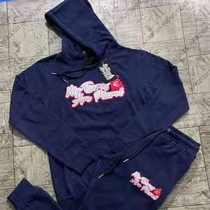 Sudaderas con capucha estampadas al por mayor y pantalones para correr, chándal de dos piezas serigrafiado para hombre, chándal con cosas suaves y sudadera con cremallera - Product Image 2