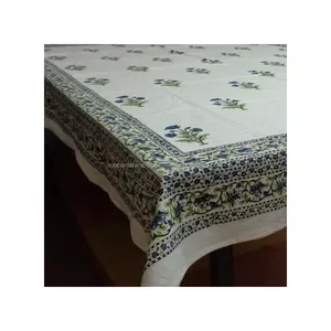 新到印度印花床罩Kamal Neel Ambi佩斯利木块设计桌布刺绣出售