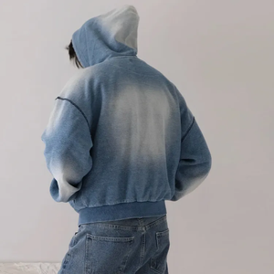 Sweat-shirts à capuche décontractés en molleton délavé à l'acide, 100% coton, de haute qualité, sur mesure, pour hommes - Product Image 3
