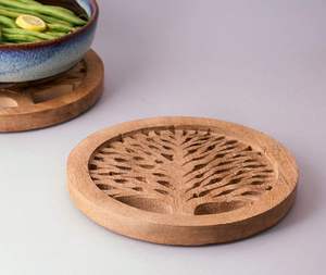 Juego de 2 salvamanteles de madera para platos calientes, ollas y sartenes, soportes para teteras, accesorios antideslizantes resistentes al calor para encimeras de cocina - Product Image 6