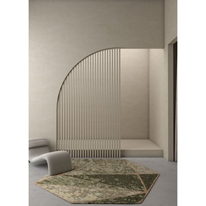 Alfombra Verde Lúcido Hecha a Mano de Lana y Viscosa Tra-15174 de Alta Calidad, 10 mm de Grosor, para Dormitorio, Sala de Estar, Patrón Abstracto, para Uso en Pasillos - Product Image 5