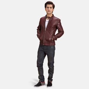 Chaqueta de Motociclista Vintage Burgunn Dee, Color Granate, Reversible, de Piel de Oveja y PU, Impermeable, con Cierre de Cremallera, con Capucha, Tallas XS-XL, para Otoño - Product Image 3