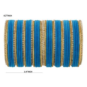 Conjunto de brazalete indio Rhinestone CZ Cristal Boda Nupcial Terciopelo Brazalete Pulseras Joyería para Mujeres Niñas (Juego de 44) - Product Image 5