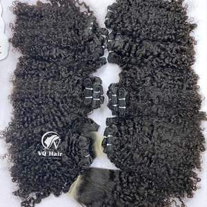 Súper doble dibujado crudo vietnamita Pelo Rizado sin procesar Peluca de onda natural que hace precio al por mayor Color Natural 100gr encendedor - Product Image 3