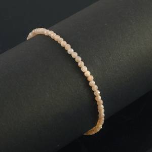 Pulsera de cuentas de piedras preciosas microfacetadas de piedra lunar de melocotón Natural, pulseras de cuentas Rondelle de piedra lunar delicada de 2,5-3mm para mujer a granel - Product Image 6