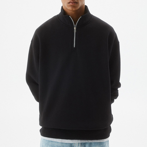 Customized Men's Cotton Printed Sweatshirt With Enlarged Round <b>Neck</b> Quarter Zippered Men's <b>Mock</b> <b>Neck</b> Sweatshirt - Product Image 1