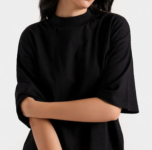 Camiseta Holgada de Algodón Cómodo para Mujer, Fabricada en Pakistán, Color Negro, Talla Grande, Venta al por Mayor, Ropa Lisa de Verano de Alta Calidad - Product Image 3