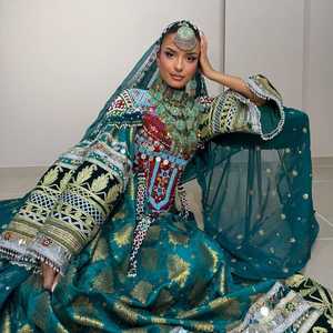 Robe afghane Kuchi pour femmes, longue, brodée, à manches longues, col haut, style bohème, robe de mariage afghane pour femmes - Product Image 5