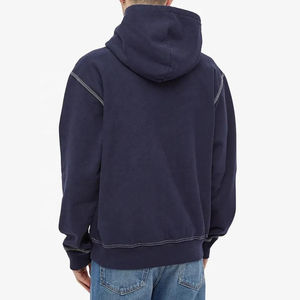 Dikson Sports Online Precio al por mayor Hombres Sudadera con capucha de lana de algodón con costuras en contraste Ropa de calle Sudadera con capucha en blanco con estampado de hojaldre - Product Image 5