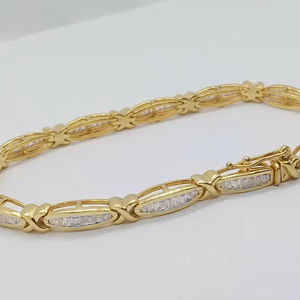 สร้อยข้อมือเทนนิสมอยส์ซอไนท์ทรงกลม12กะรัตสำหรับทุกเพศชุบทองสีเหลืองเงินสเตอริงสำหรับงานแต่งงานของขวัญงานหมั้น - Product Image 1