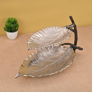 Articles de décoration de forme de feuille antique élégants de qualité supérieure, durables, écologiques, assiette à collation de luxe au design moderne pour les fêtes - Product Image 5