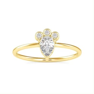 แหวนมอยส์ซอไนต์ทรงลูกแพร์สีเหลืองทอง14K สำหรับงานแต่งงานและงานครบรอบ - Product Image 2