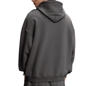 Sweat-shirt pour homme en gros, basique, en coton mélangé, coupe ample, capuche à cordon de serrage réglable, manches longues et couleur unie - Product Image 2