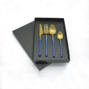 Juego de cubiertos antioxidantes de acero inoxidable chapado en oro puro de primera calidad, juegos de cubiertos de lujo modernos superventas para regalo y uso en servicio - Product Image 5