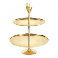 Vente en gros Porte-gâteau à 3 niveaux Porte-gâteau à 3 niveaux pour mariages et fêtes Métal Moderne à 3 niveaux Métal Argenté Nickel et Doré
