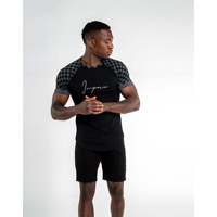 T-shirt à manches courtes pour homme, coupe ajustée, col rond, à carreaux, respirant, style décontracté, avec motif, design Imperio