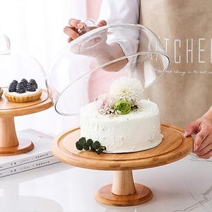 Vente en gros Support à gâteau rond en <span class=keywords><strong>bois</strong></span> de bambou avec couvercles Base Lazy Susan Plateaux de service pour les fêtes de mariage - Product Image 2